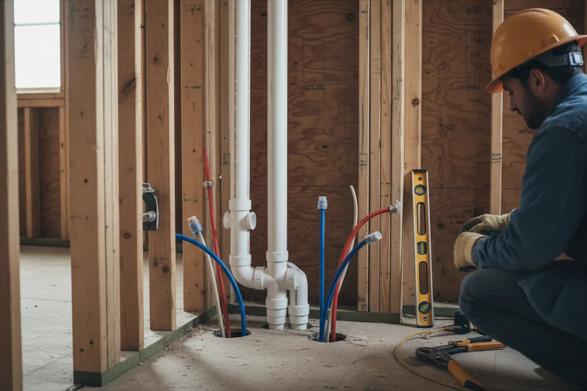 Drain and supply rough-in during Leak Detection in Alvo